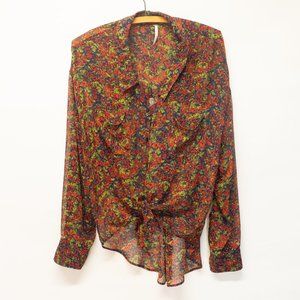 Free People Rose Patterned Button Up Shirt